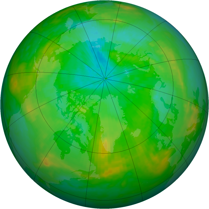 Arctic ozone map for 29 July 1991